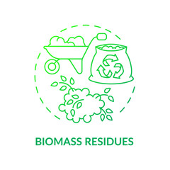 Biomass residues green gradient concept icon. Renewable energy abstract idea thin line illustration. Agricultural crop residues. Isolated outline drawing