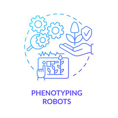 Phenotyping robots blue gradient concept icon. Plant research abstract idea thin line illustration. Measurement instrument. Isolated outline drawing