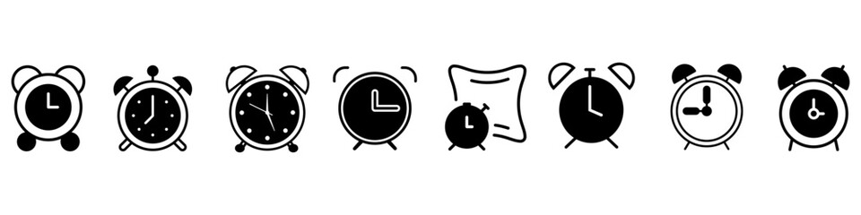 Alarm clock icon vector set. Time illustration sign collection. Clock sign or symbol.