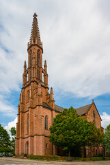 Fototapeta na wymiar Protestant church in Offenburg, Germany. Baden Wuerttemberg, Germany, Europe