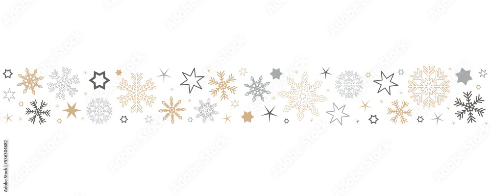 Wall mural christmas card snowflake border pattern isolated