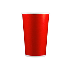 red Disposable cup isolated on white background. coffee to go cup mock-up. Colourful paper takeaway cup. png