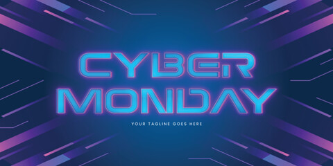 flat cyber monday neon lettering vector design illustration