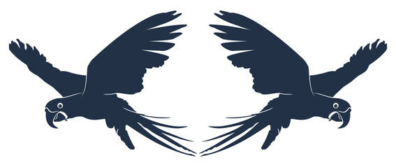 Flying Macaw Bird Silhouette for Logo, Pictogram, Art Illustration, Website or Graphic Design Element. Format PNG
