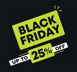 25% off. Black friday sale. Vector special offer, promotion for stores, retail