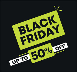 50% off. Black friday sale. Vector special offer, promotion for stores, retail
