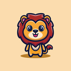 art illustration design concept mascot symbol icon cute animal of lion