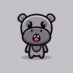 art illustration design concept mascot symbol icon cute animal of hippopotamus