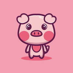 art illustration design concept mascot symbol icon cute animal of pig hog