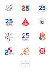 Fototapeta premium 25th anniversary logo options, Celebrating 25 years, Silver jubilee year logo