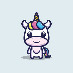 Art illustration symbol icon mascot animal cute design concept of unicorn