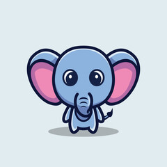 art illustration design concept mascot symbol icon cute animal of elephant