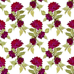 Seamless background. Dahlia is a flower and a bud. background pattern - floral motifs. Wallpaper. Use printed materials, decoupage cards, posters, postcards, packaging.