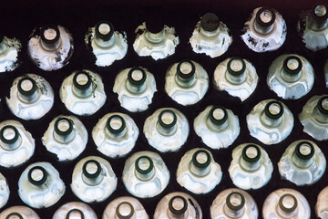 Abstraction with empty glass bottles