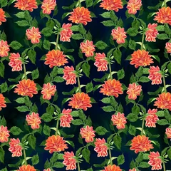 Rolgordijnen Seamless background. Dahlia is a flower and a bud. background pattern - floral motifs. Wallpaper. Use printed materials, decoupage cards, posters, postcards, packaging. © gvinevera88