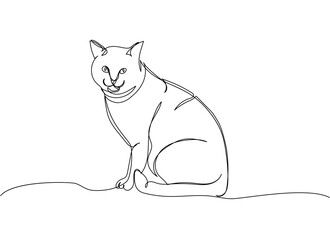 Munchkin Cat one line art. Continuous line drawing of pet, mammal, kitten, purebred, breed, friendship, kitty, friend, pedigree, character.