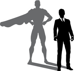 Superhero Business Man With Super Hero Shadow - obrazy, fototapety, plakaty