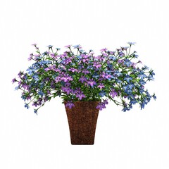 decorative flower in a pot isolated on white background, 3D illustration, cg render