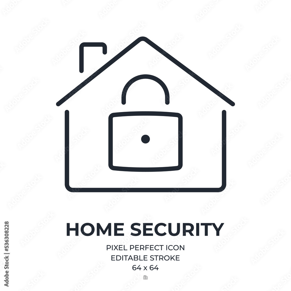 Canvas Prints home security editable stroke outline icon isolated on white background flat vector illustration. pi