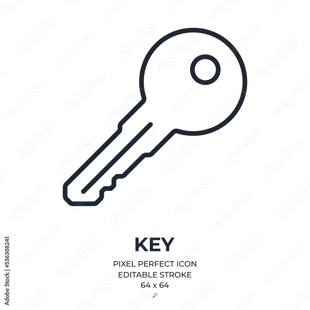 Canvas Prints key editable stroke outline icon isolated on white background flat vector illustration. pixel perfec