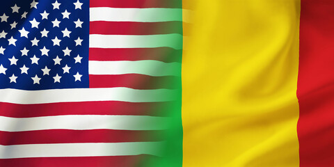Mali,USA flag together.Mali,American waving flag.