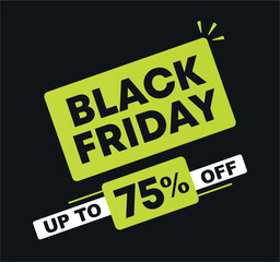 75% off. Black friday sale. Vector special offer, promotion for stores, retail