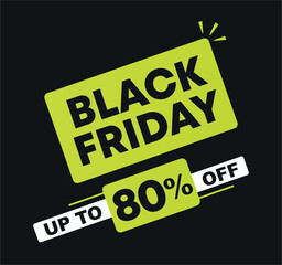 80% off. Black friday sale. Vector special offer, promotion for stores, retail