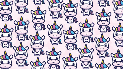 Art illustration background pattern seamless cute animal design symbol concept of baby unicorn