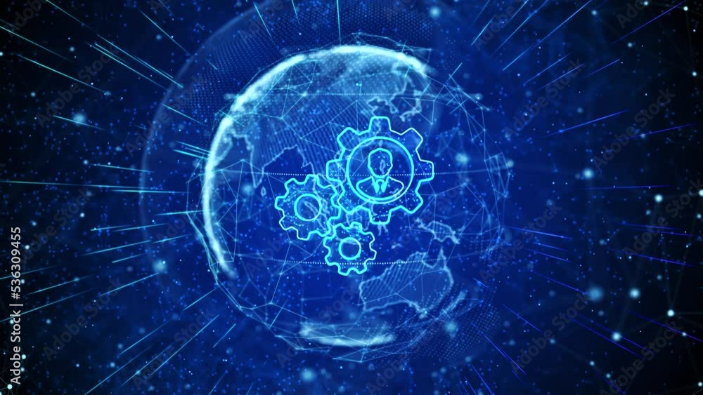 Poster automation digital global technology world network connections loop background business, internet co