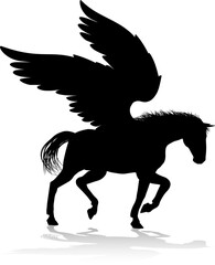 Fototapeta na wymiar Pegasus Silhouette Mythological Winged Horse