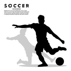 Fototapeta na wymiar Silhouette of soccer player kicking opponent's ball isolated on white background