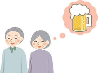 Obraz premium ビールを飲みたい高齢者