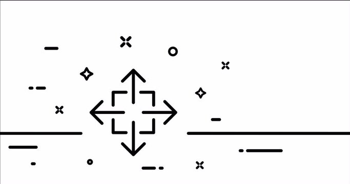 Zoom in and out arrows. Button, view, full screen, player, window control panel, scale. Technology concept. One line drawing animation. Motion design. Animated technology logo. Video 4K