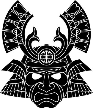 recommend clip art: Samurai Mask Japanese Warrior Helmet Illustration