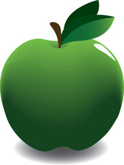 Green Apple. Flat Design Vector Illustration Of A Green Apple On a White Background. Apple icon isolated vector illustration, color drawing sign, symbol.