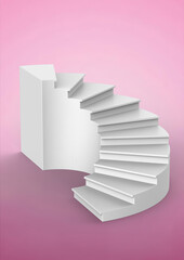 Spiral staircase isolated on background. Abstract podium pedestal. Minimal. 3D rendering
