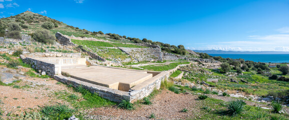 Α flat washing machine for hydromechanical beneficiation of the ore (4th century BC) and ancient greek theater of Thorikos in Lavrio, Greece