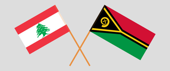 Crossed flags of the Lebanon and Vanuatu. Official colors. Correct proportion
