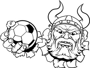 Viking Soccer Football Ball Sports Mascot Cartoon