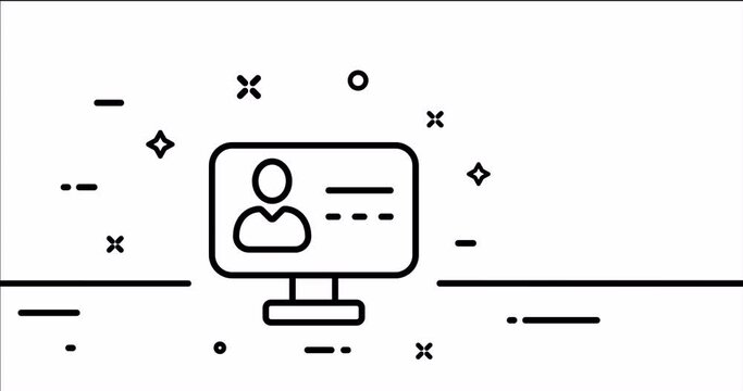 Personal data on computer. CV, resume, dossier, document, account, private, privacy. Business concept. One line drawing animation. Motion design. Animated technology logo. Video 4K