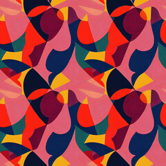 Fototapeta na wymiar Colorful seamless pattern with various geometric and organic shapes. Abstract fashion background.