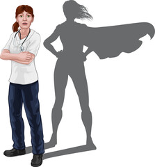 Superhero Nurse Doctor Woman Super Hero Shadow