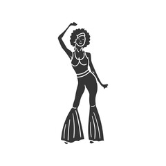 Retro Dance Icon Silhouette Illustration. Woman Vector Graphic Pictogram Symbol Clip Art. Doodle Sketch Black Sign.