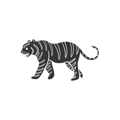 Fototapeta na wymiar Tiger Icon Silhouette Illustration. Animals Vector Graphic Pictogram Symbol Clip Art. Doodle Sketch Black Sign.