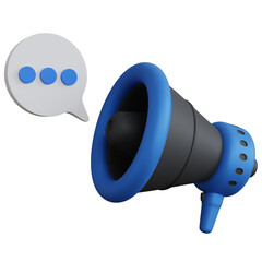 3d rendering megaphone with chat icon isolated