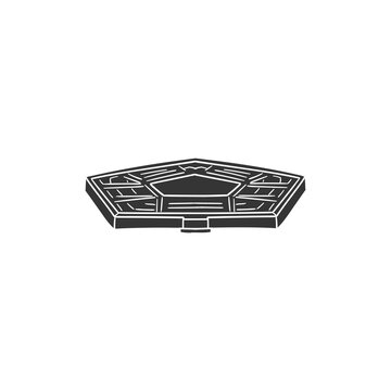 The Pentagon  Icon Silhouette Illustration. Washington DC Vector Graphic Pictogram Symbol Clip Art. Doodle Sketch Black Sign.