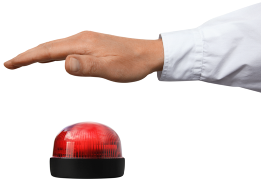 Gesture series: man presses the emergency switch.