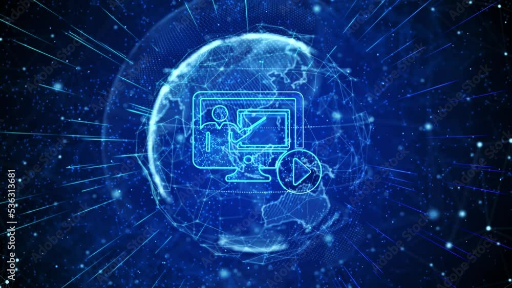 Aufkleber e-learning digital global technology world network connections loop background and online education 