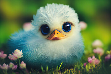 Obraz premium Colorful and bright feathers bird. 3D render