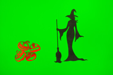 Halloween Witch on the green screen background.